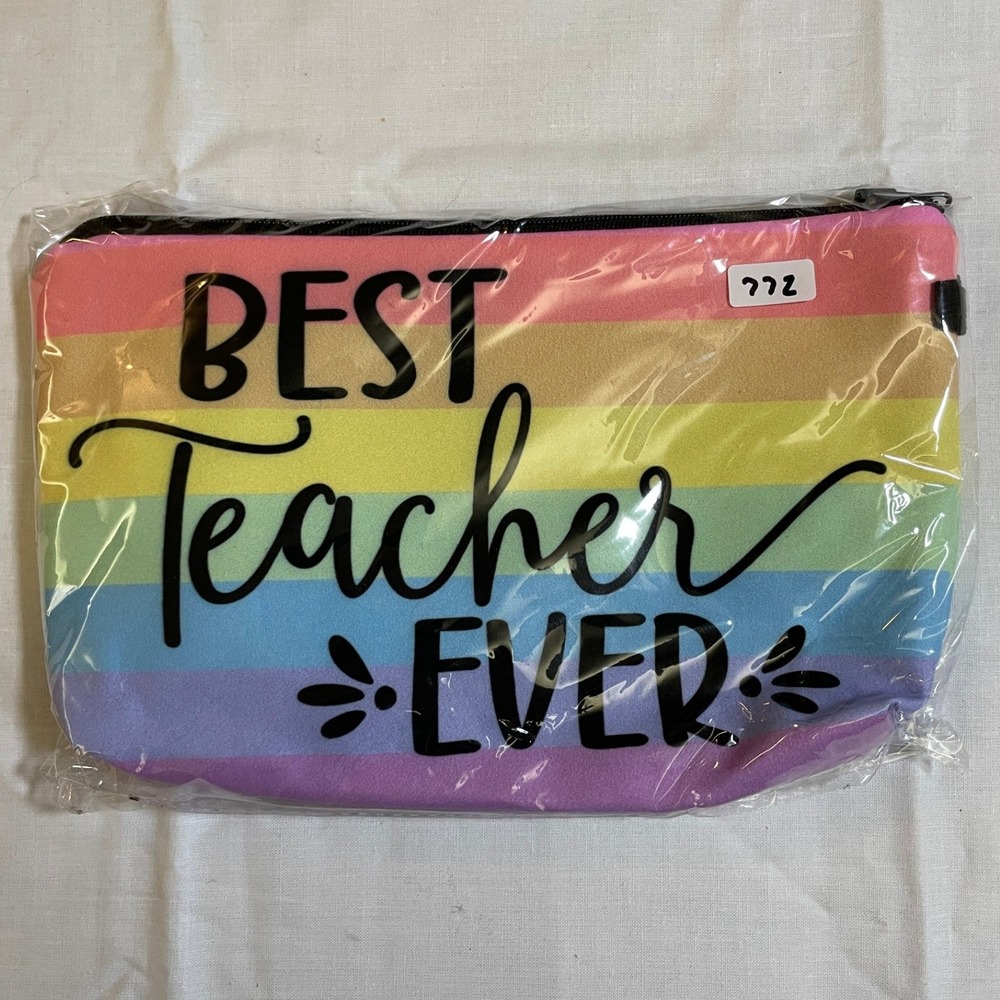 The Pouch Cosmetic Bag Teacher OS Multicolor NEW Rainbow Best Teacher Ever Gift